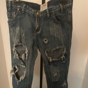 One Teaspoon Destroyed Baggie Jeans w/ zippers